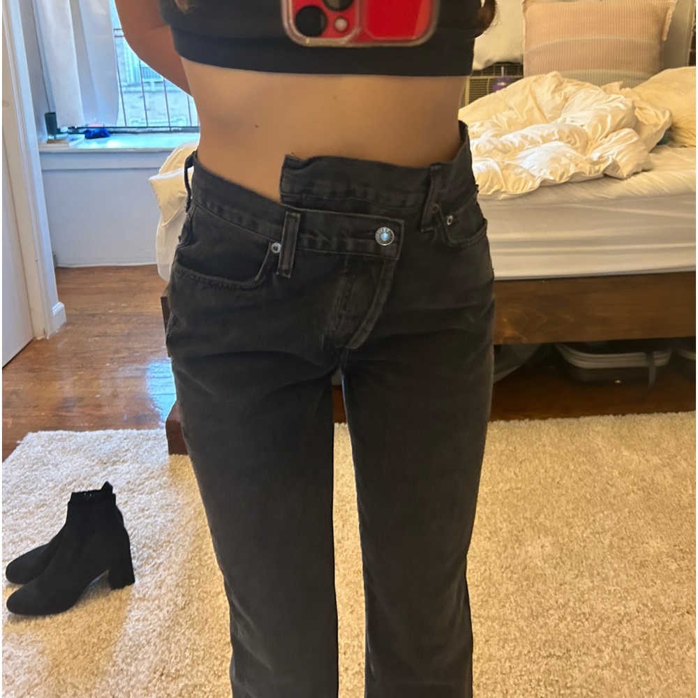 New without tags AGOLDE asymmetrical black jeans